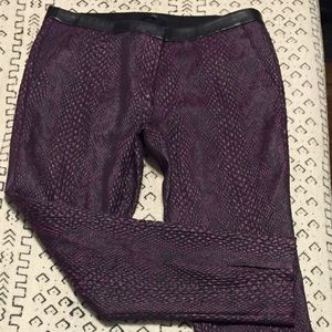 Tibi Purple Python Pants with Leather Trim